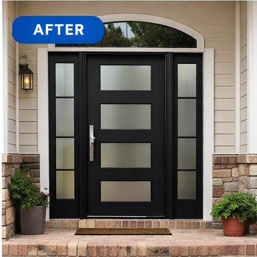after modern front door upgrade